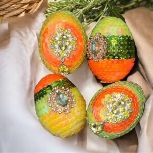 Easter Egg Set 4, Colorful Sequin Decorative Eggs, Easter Basket, Vase Filler